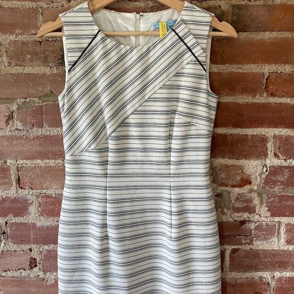 Sleeveless Pinstripe Sheath Dress
